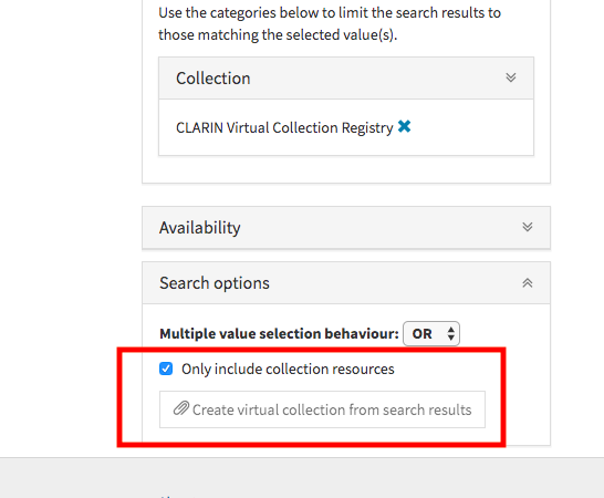 How to create VCs via a search in an external data catalogue